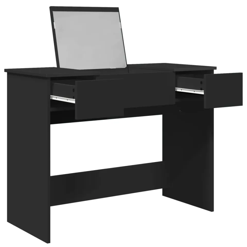vidaXL Kaptafel met spiegel 100x45x76 cm zwart, foto 4