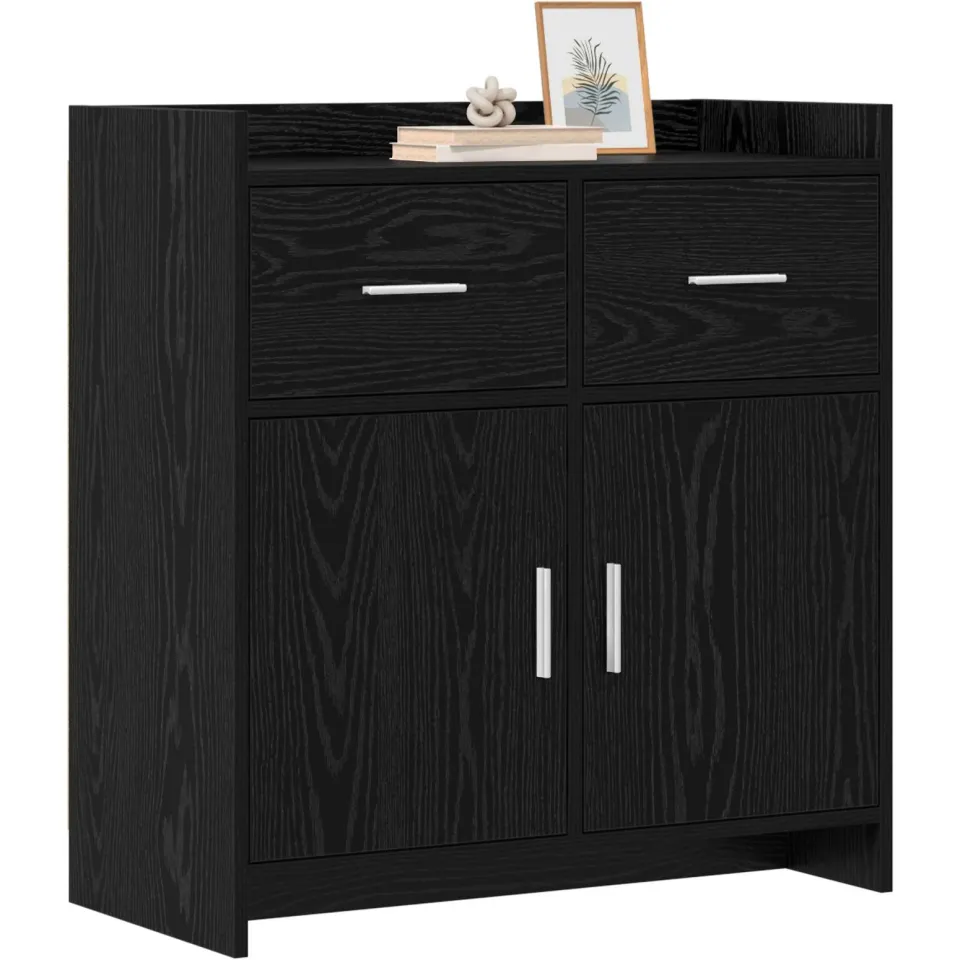 vidaXL Dressoir Zwart eiken 75 x 36 x 80 cm Bewerkt hout