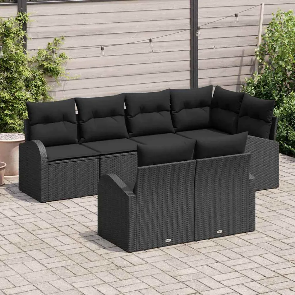 vidaXL Tuin Sofa Set Zwart poly rattan, foto 3