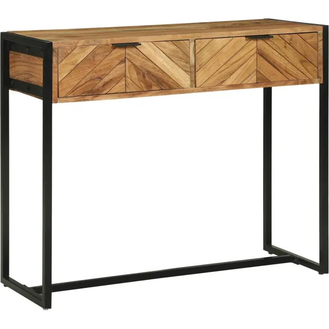 vidaXL Wandtafel - met - lade - Bruin - 90 - x - 35 - x - 75 - cm - Massief - Acacia - Hout