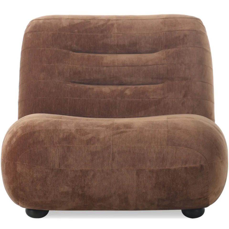 Dutchbone Wyatt Fauteuil Velours Cognac Bruin, foto 2