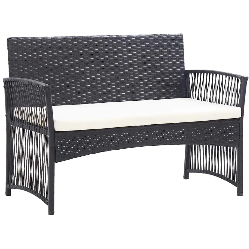 vidaXL 4-delige Loungeset met kussen poly rattan zwart, foto 3