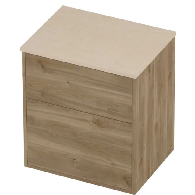 Proline Deck Badmeubelset Hardsteen Voor Grepen Asymmetrisch 60x46x67 cm Sand Stone Cider Oak Eiken