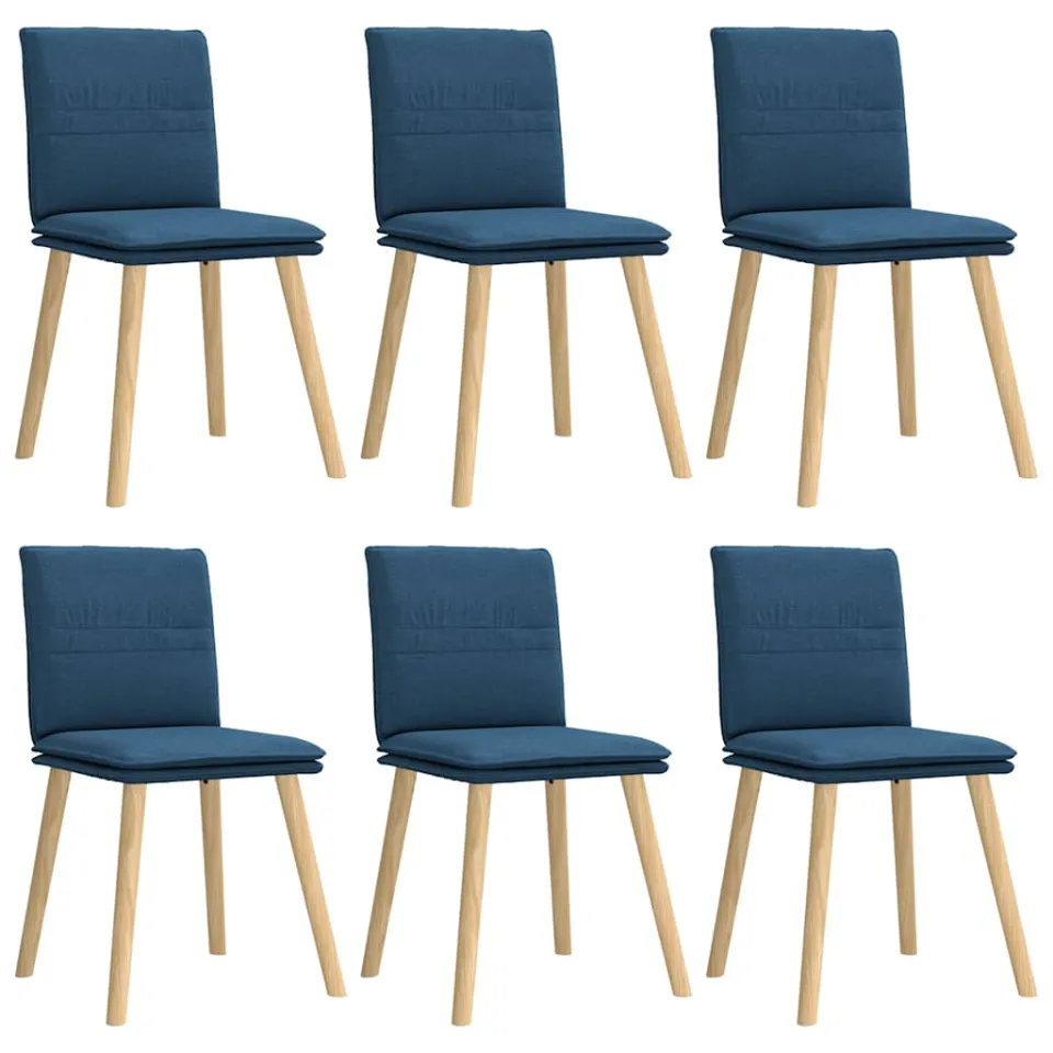 vidaXL Eetkamerstoelen 6 st stof blauw, foto 3