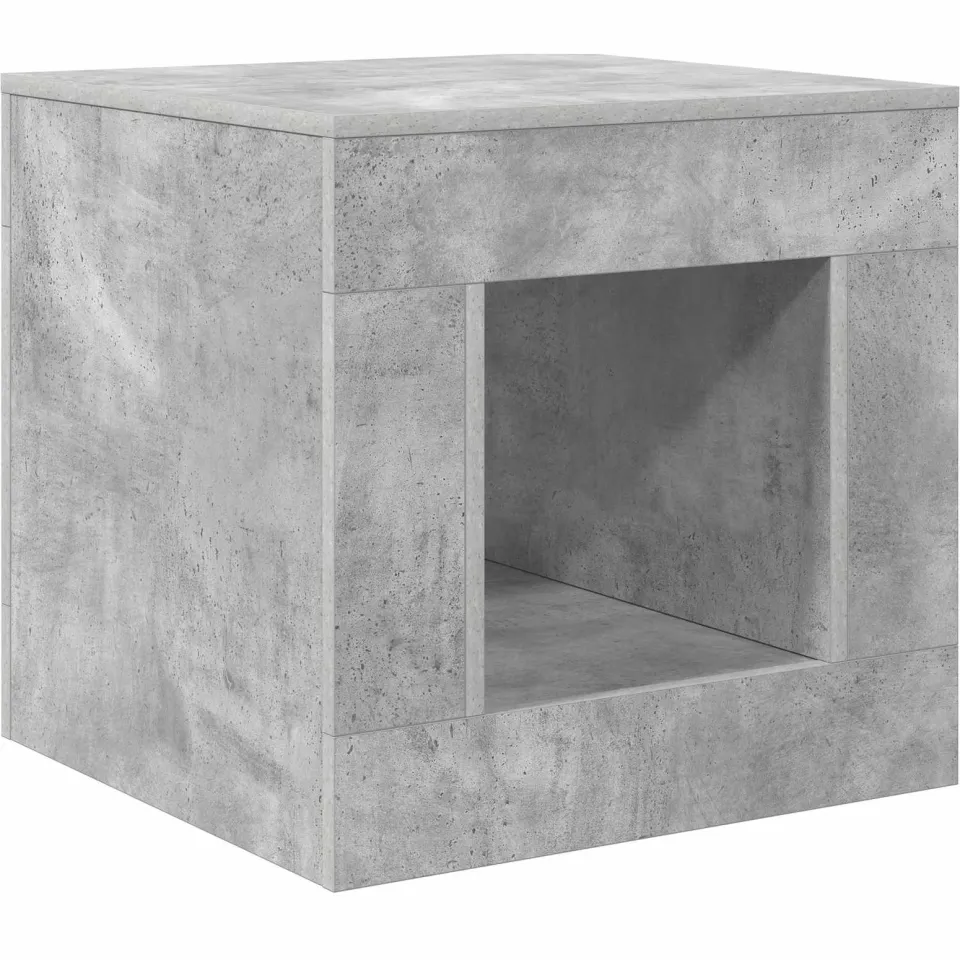 vidaXL Salontafel Beton Grijs 51.5 x 50 x 50 cm Bewerkt hout, foto 3