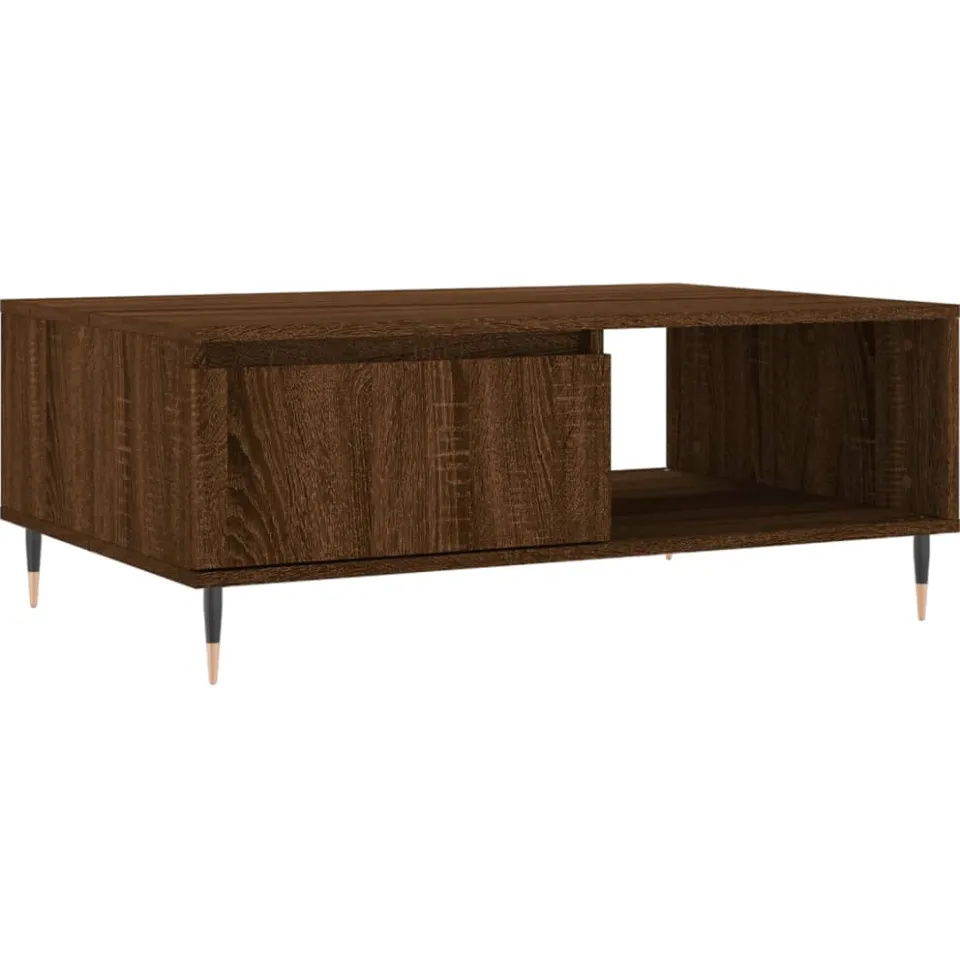 vidaXL Salontafel 90x60x35 cm bewerkt hout bruin eikenkleur, foto 3