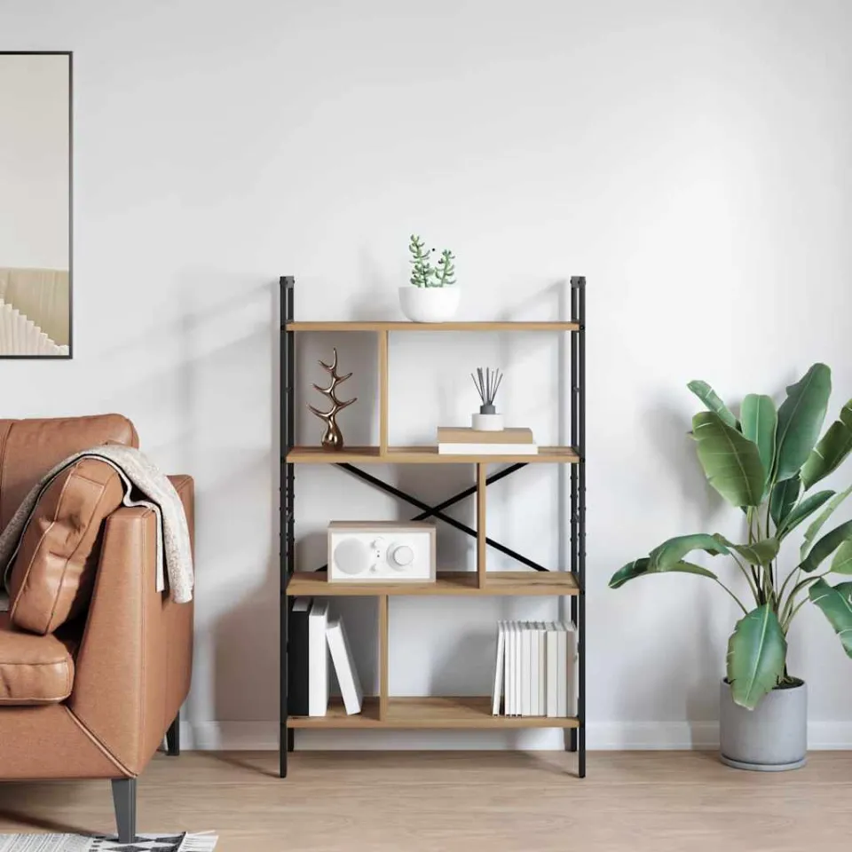 vidaXL Boekenkast 7-laags 75 x 30 x 123,5 cm Bewerkt hout bruin, foto 3