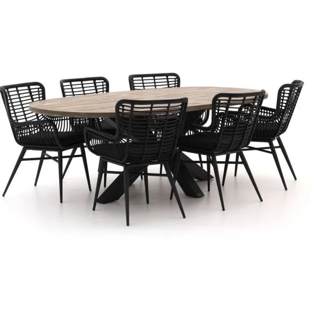 Intenso Furniture Intenso Asti/Rough-Y Ellips 240cm dining tuinset 7-delig grijs, foto 2