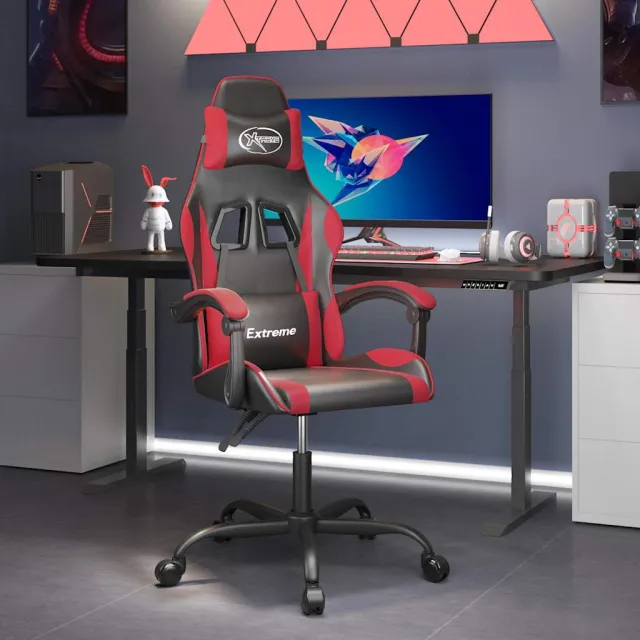 vidaXL Gamestoel draaibaar kunstleer zwart en rood, foto 2