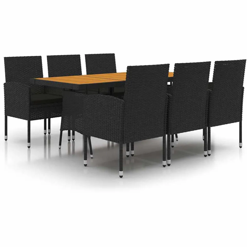 vidaXL 7-delige Tuinset poly rattan zwart, foto 3