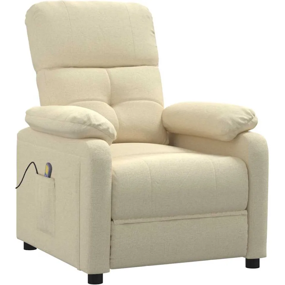 vidaXL Massagestoel stof crèmekleurig, foto 3