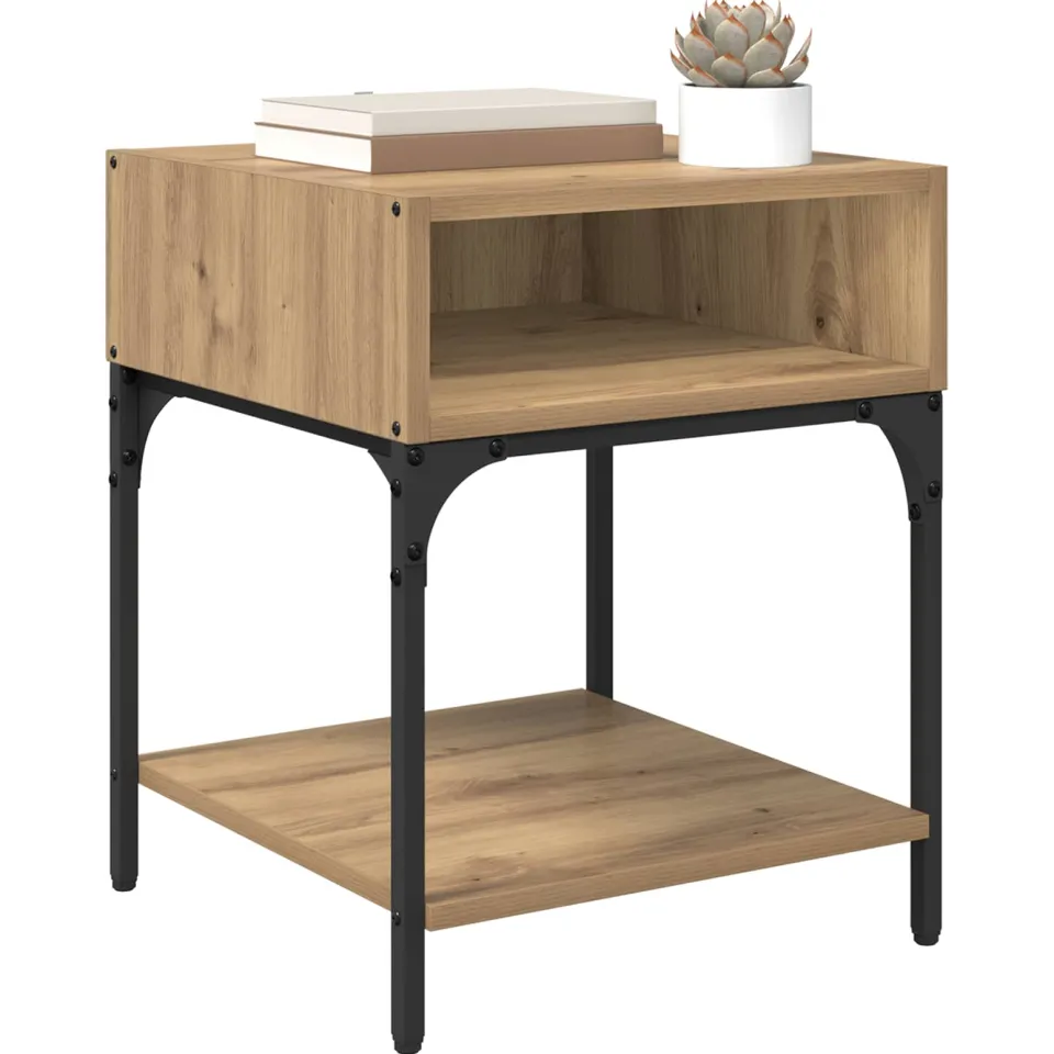 vidaXL Nachtkastje Artisan Eiken 40 x 40 x 50 cm Bewerkt hout Bruin