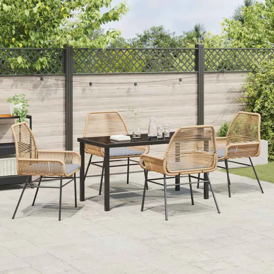 vidaXL Tuin eettafelset 5 st Bruin poly rattan, foto 3