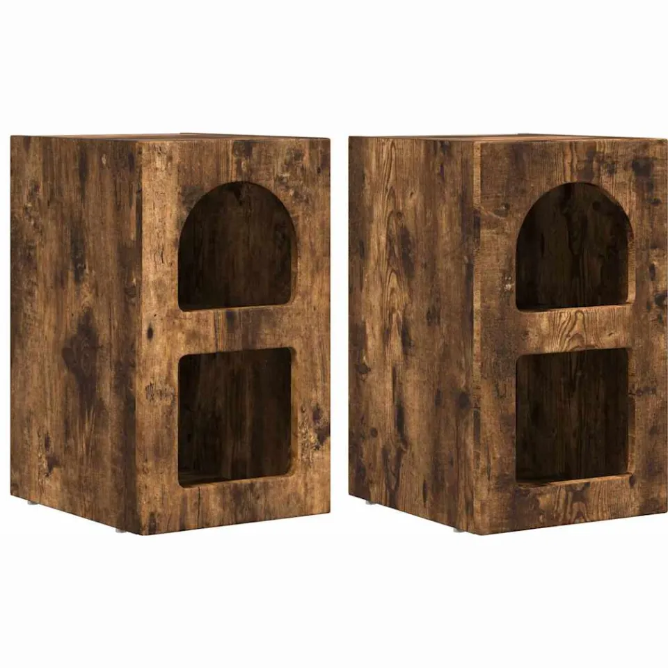 vidaXL Nachtkastje ELST 2 st Gerookt eiken 29,5 x 33,5 x 50 cm Bruin
