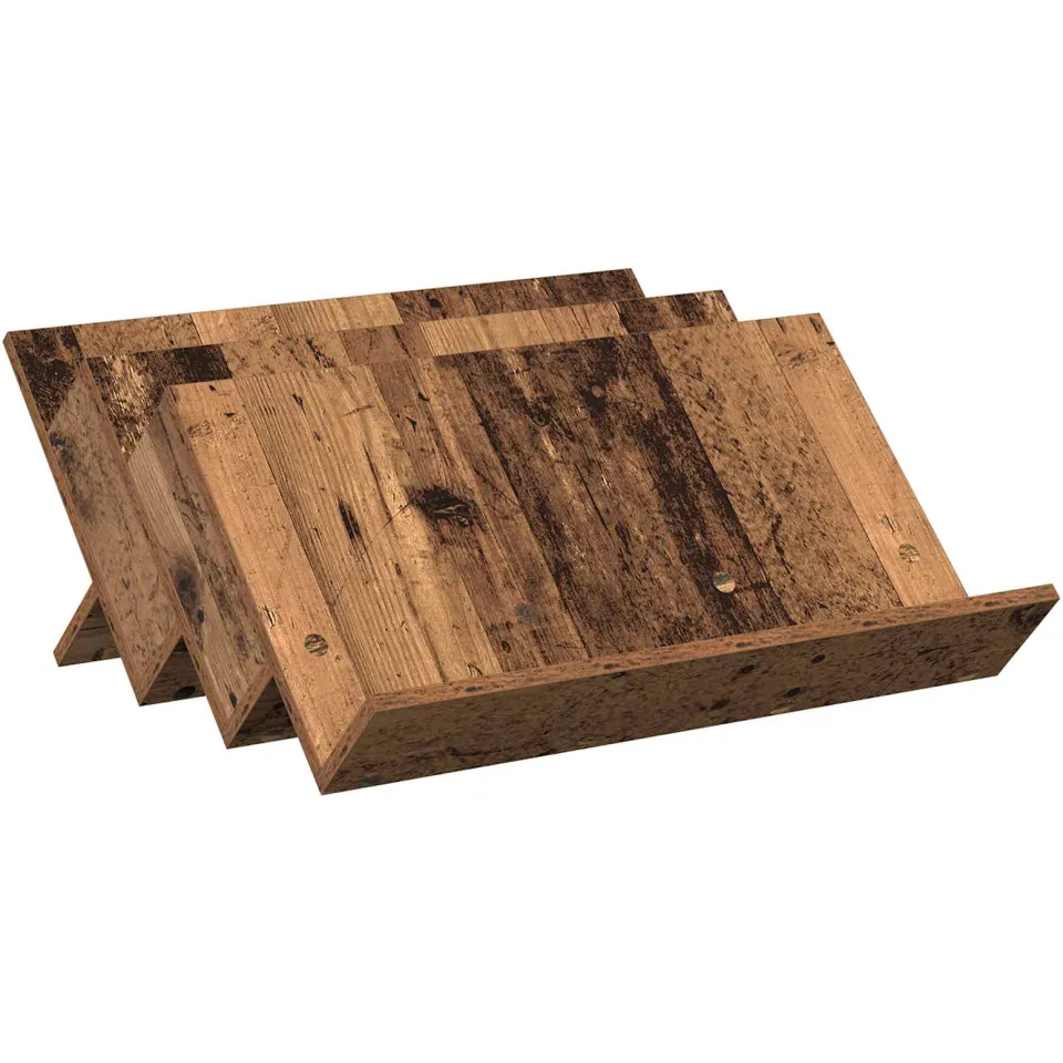 vidaXL Tijdschrift Rek Oudhout 65 x 53 x 28,5 cm Bewerkt hout bruin, foto 3