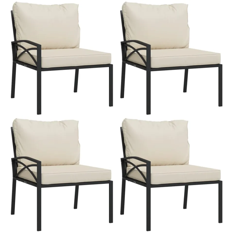 vidaXL 11-delige Loungeset met kussens staal zandkleurig, foto 3