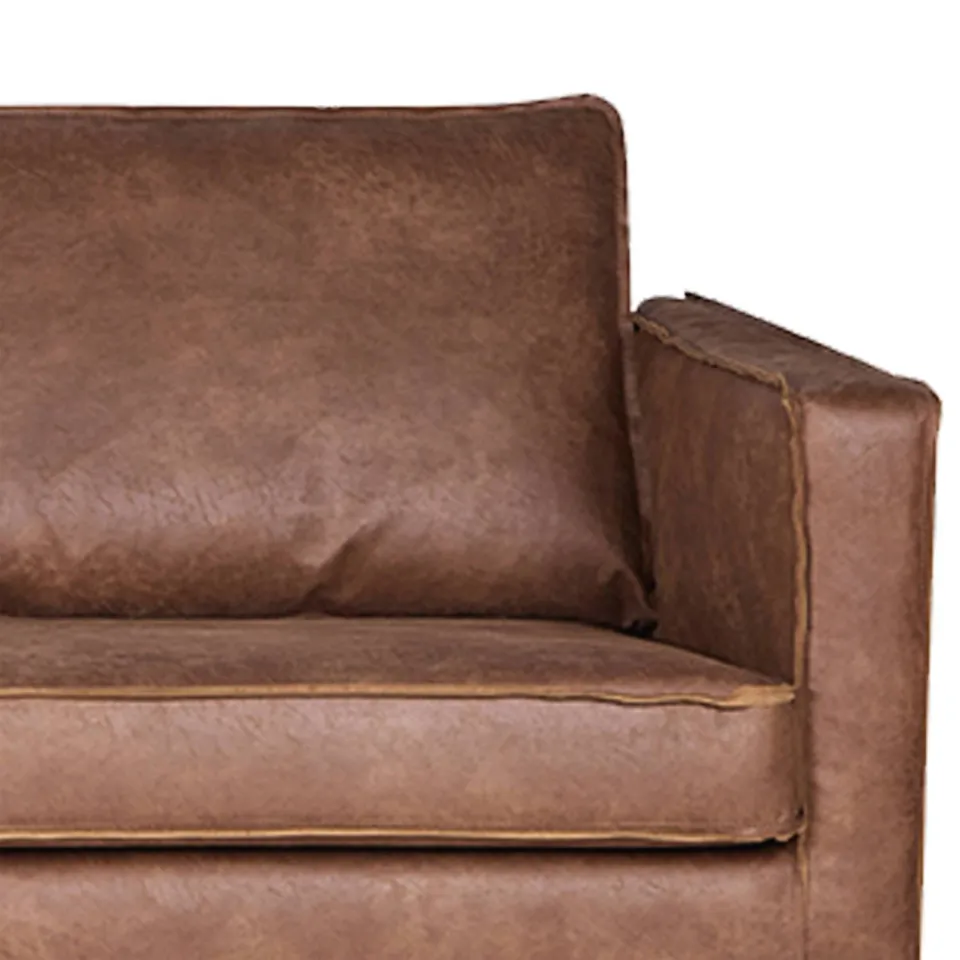 WOOOD Rodeo 3-zitsbank recycle leer cognac, foto 4