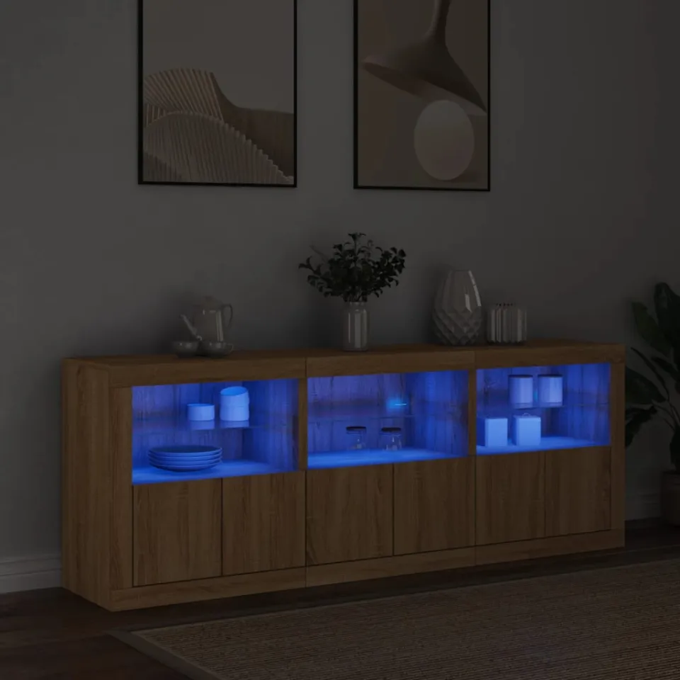 vidaXL Dressoir met LED-verlichting 181,5x37x67 cm sonoma eikenkleurig, foto 2