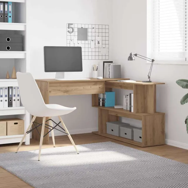 vidaXL Hoekbureau 200,5x50x76 cm bewerkt hout artisanaal eikenkleur Bruin