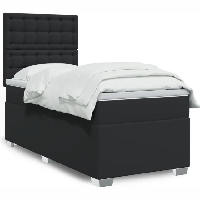 vidaXL Boxspring met matras kunstleer zwart 90x190 cm
