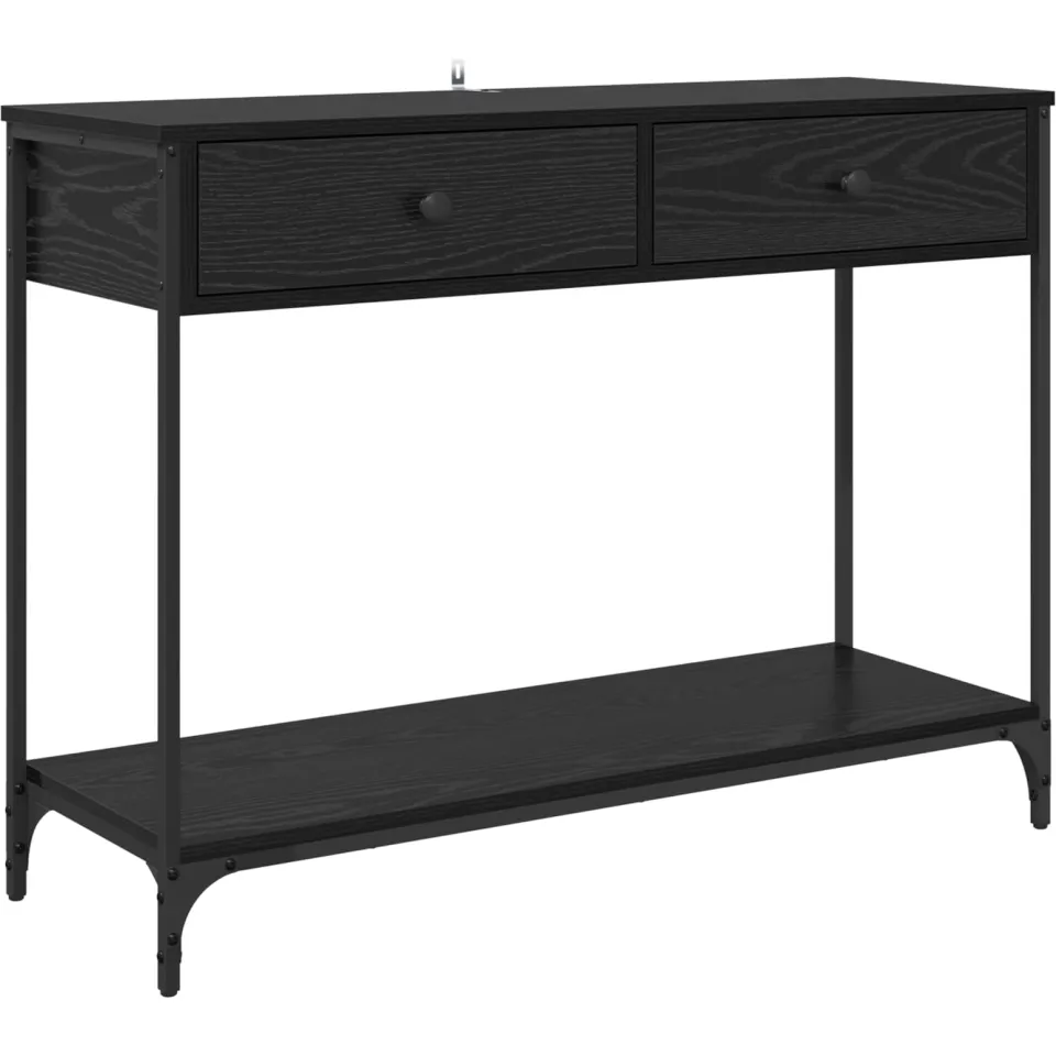 vidaXL Wandtafel Zwart Eiken 100 x 34,5 x 75 cm Bewerkt hout, foto 3