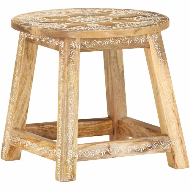 vidaXL Kruk handgeschilderd 38x38x35 cm massief mangohout Bruin