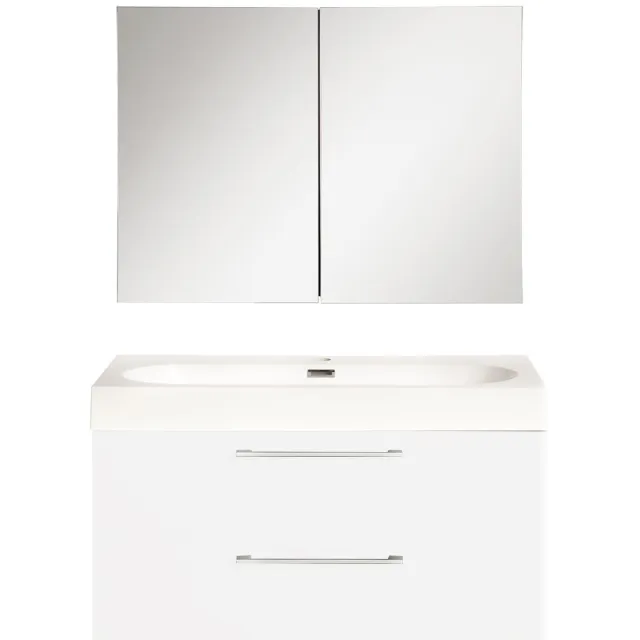 Differnz Badkamermeubelset Differnz Somero Met Keramiek Wastafel 80 cm Hoogglans Wit (Inc. Spiegelkast)
