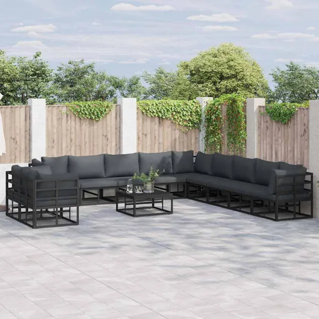 vidaXL Tuinbankenset 12 st Zwart Aluminium, foto 2