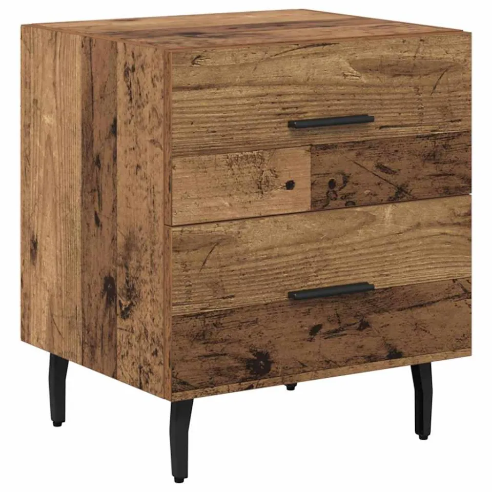 vidaXL Nachtkastje Oudhout 40 x 35 x 47,5 cm Bewerkt hout bruin, foto 3