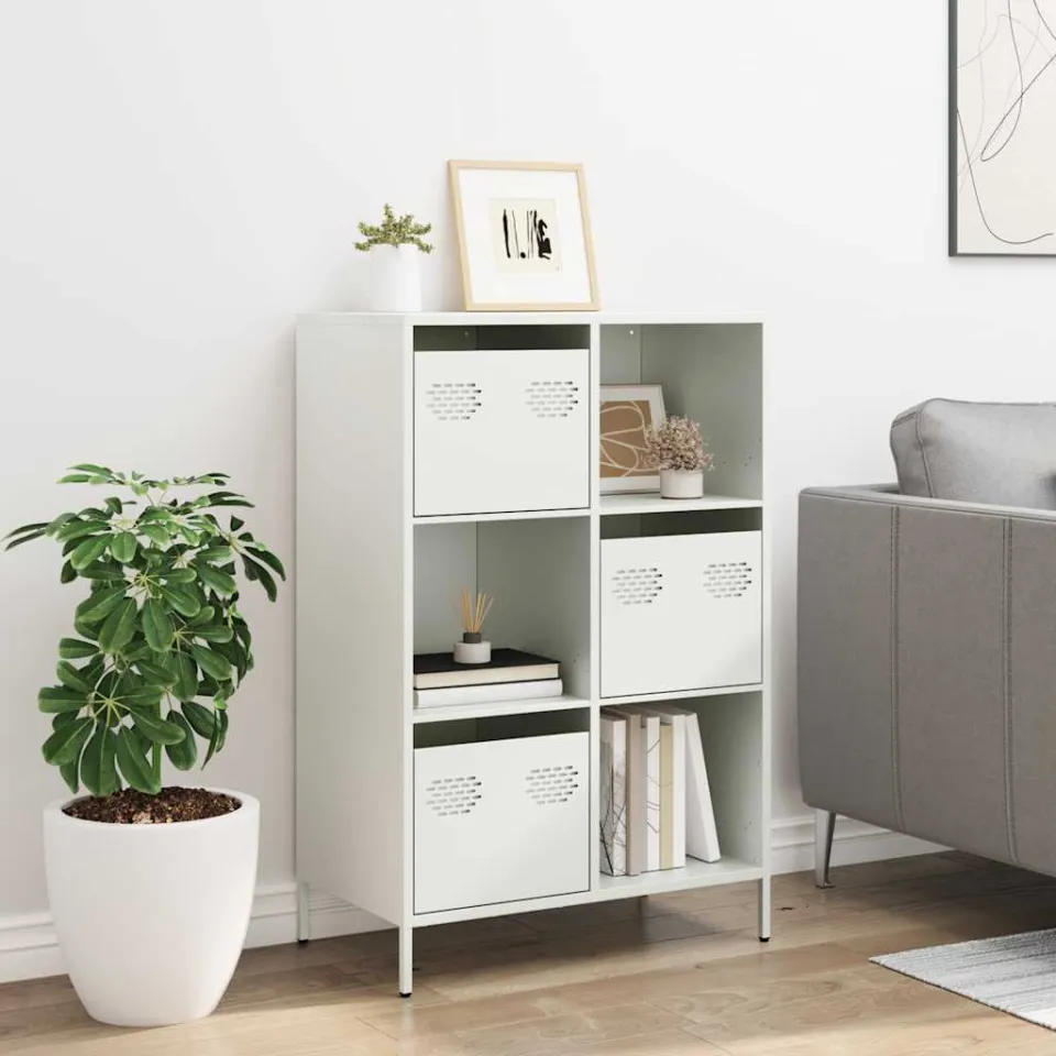 vidaXL Hoge kast 68x39x103,5 cm staal wit, foto 2