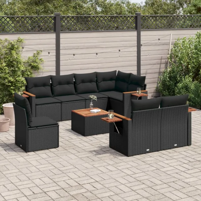 vidaXL Patio Sofa Set 9-zits Black, foto 2