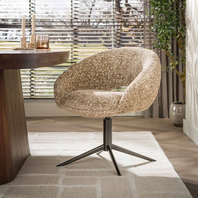 Hoyz Collection Eetkamerstoel Mila - Bruin - 61x66x79 cm - Set van 2