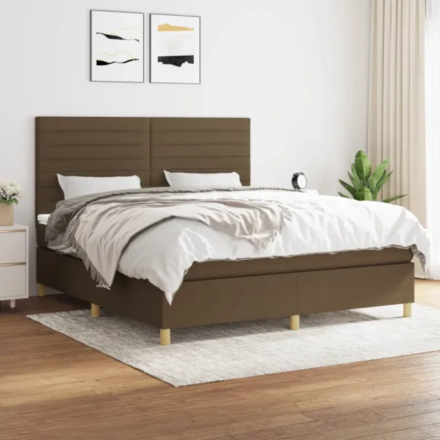 vidaXL Boxspring met matras stof donkerbruin 160x200 cm bruin