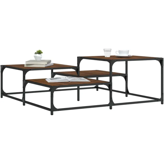 vidaXL Salontafel 107x107x40 cm bewerkt hout bruin eikenkleur