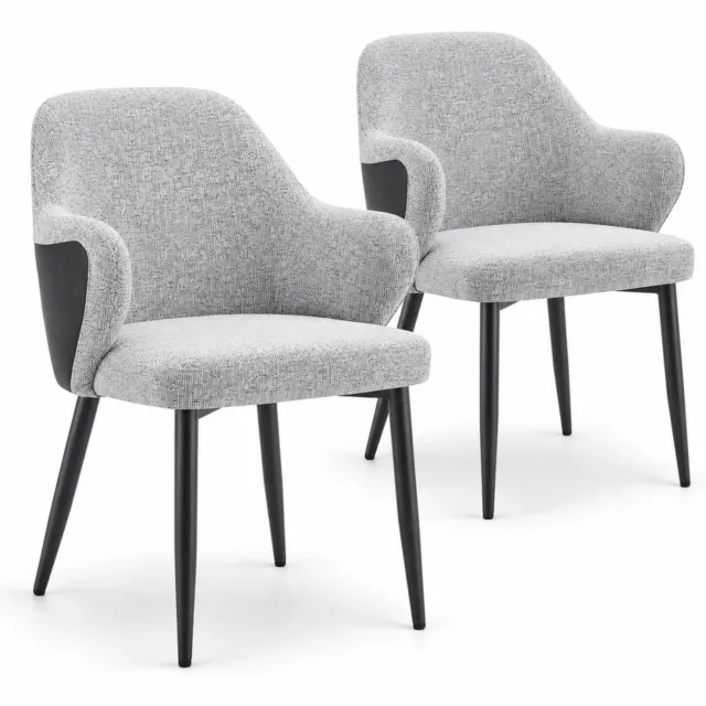 City long dragon LONG DRAGON - Eetkamerstoelen - Set van 2 - Zwart + Grijs - Stoffen bekleding en brede rugleuning