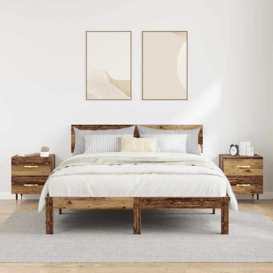 vidaXL Nachtkastje 2 st Oudhout 40 x 35 x 47,5 cm Bewerkt hout bruin, foto 4