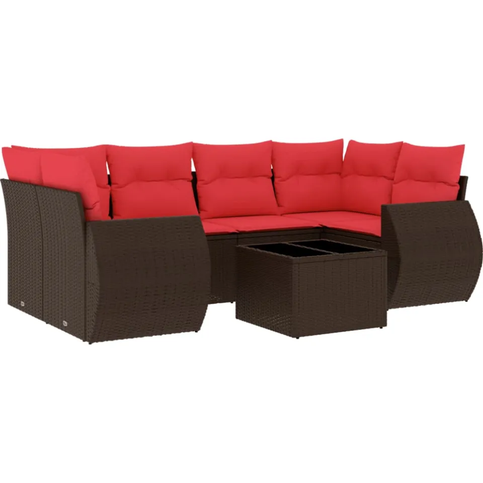 vidaXL 7-delige tuinbankset met kussens, bruin polyrotan, foto 3