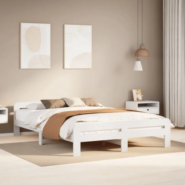 vidaXL Bedframe zonder matras massief grenenhout wit 140x200 cm