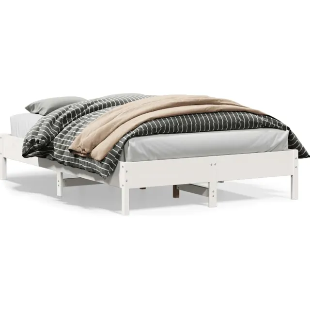 vidaXL Bedframe zonder matras massief grenenhout wit 150x200 cm