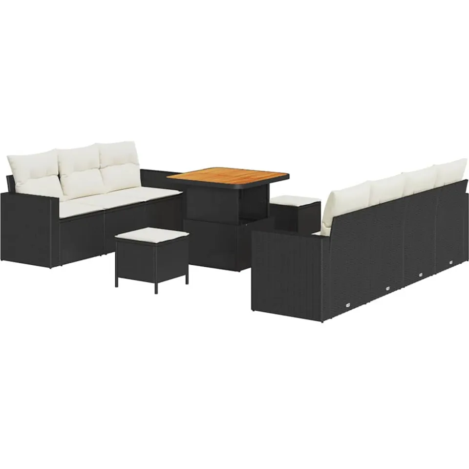vidaXL Tuin Sofa Set 10 st Zwart poly rattan