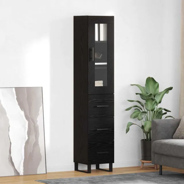 vidaXL Highboard Zwart Eiken 34,5 x 34 x 180 cm Bewerkt hout, foto 2
