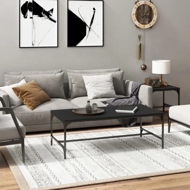 vidaXL Salontafel 100x50x35 cm bewerkt hout zwart