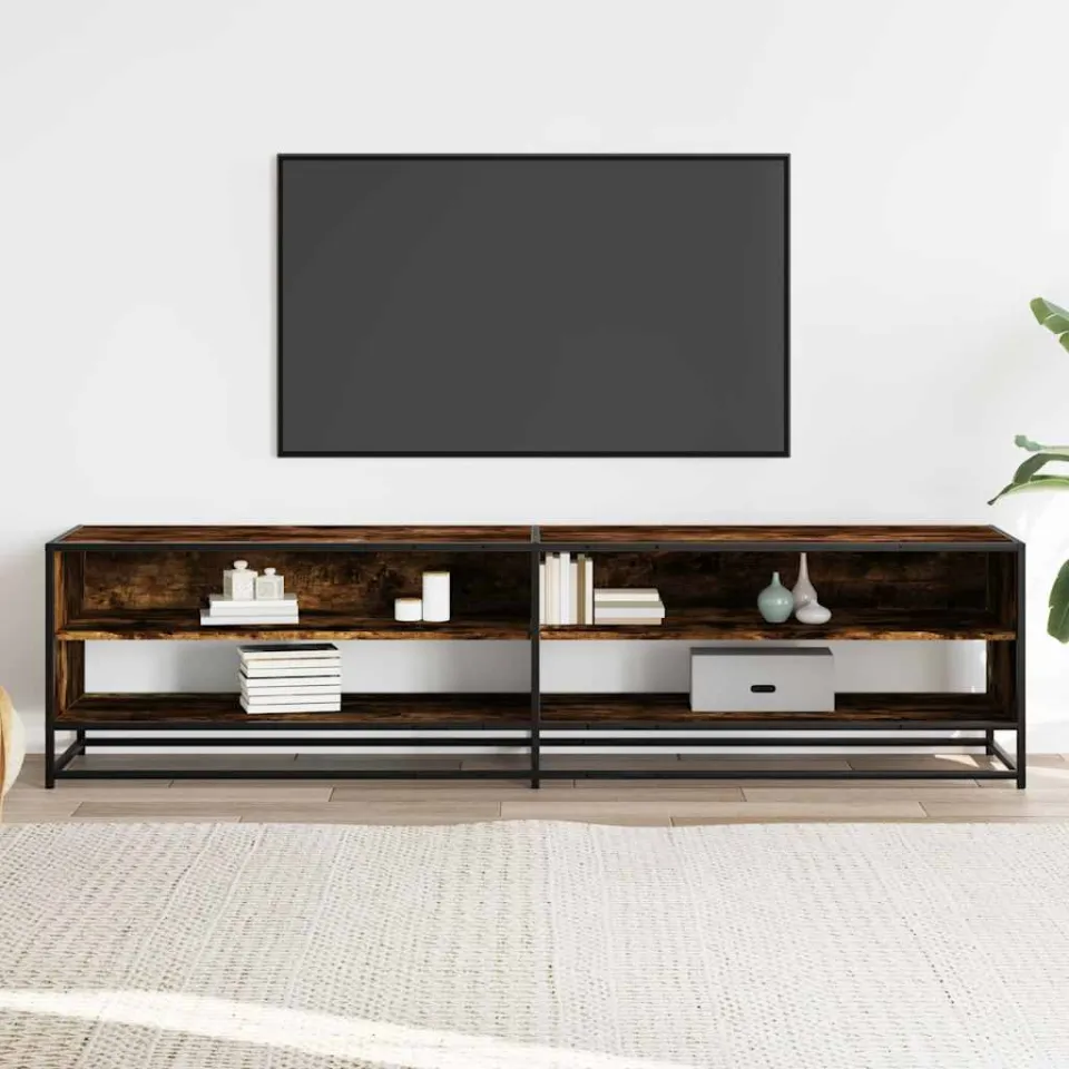 vidaXL Tv-meubel 180,5x40x46 cm bewerkt hout gerookt eikenkleur, foto 2
