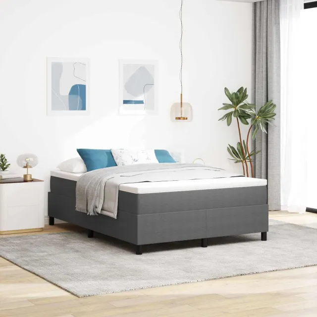 vidaXL Platform bedframe Lichtgrijs 140 x 200 cm Katoen Stof