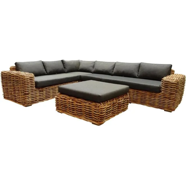 AVH-Outdoor Tuinmeubelen Sabuga hoek loungeset 5 delig naturel rotan Bruin / Terre