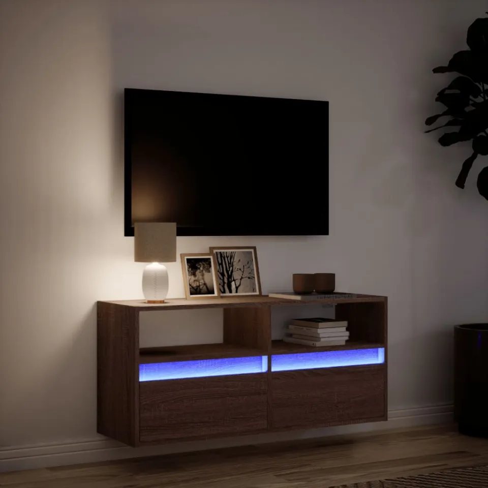 vidaXL Tv-wandmeubel met LED-verlichting 100x31x45 cm bruin eikenkleur, foto 4