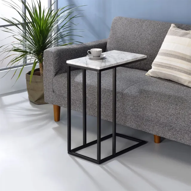 IDIMEX Bijzettafel DEBORA rechthoekig, marmerwit decor