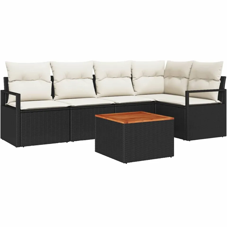 vidaXL Tuinbankenset 6 st Zwart poly rattan, foto 3