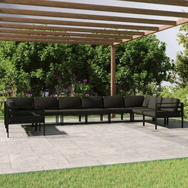 vidaXL 9-delige Loungeset met kussens aluminium antracietkleurig, foto 2