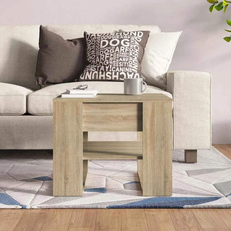 vidaXL Salontafel 55,5x55x45 cm bewerkt hout sonoma eikenkleurig, foto 3